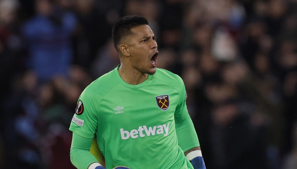 West Ham United's Alphonse Areola celebrates their second goal scored by Andriy Yarmolenko Action Images via Reuters/Andrew Couldridge